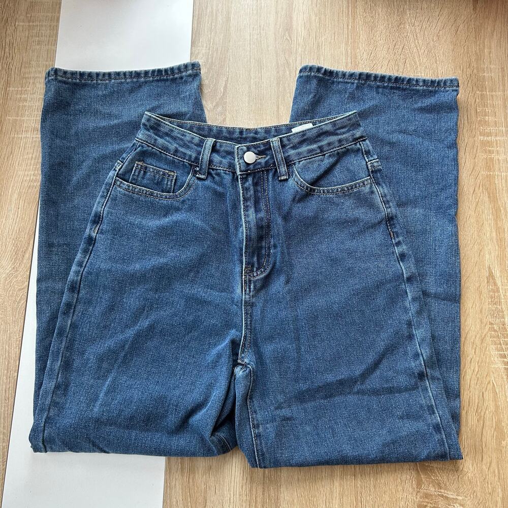 Shein Women's Wide Leg High Waist Medium Wash Denim Jean Size XS